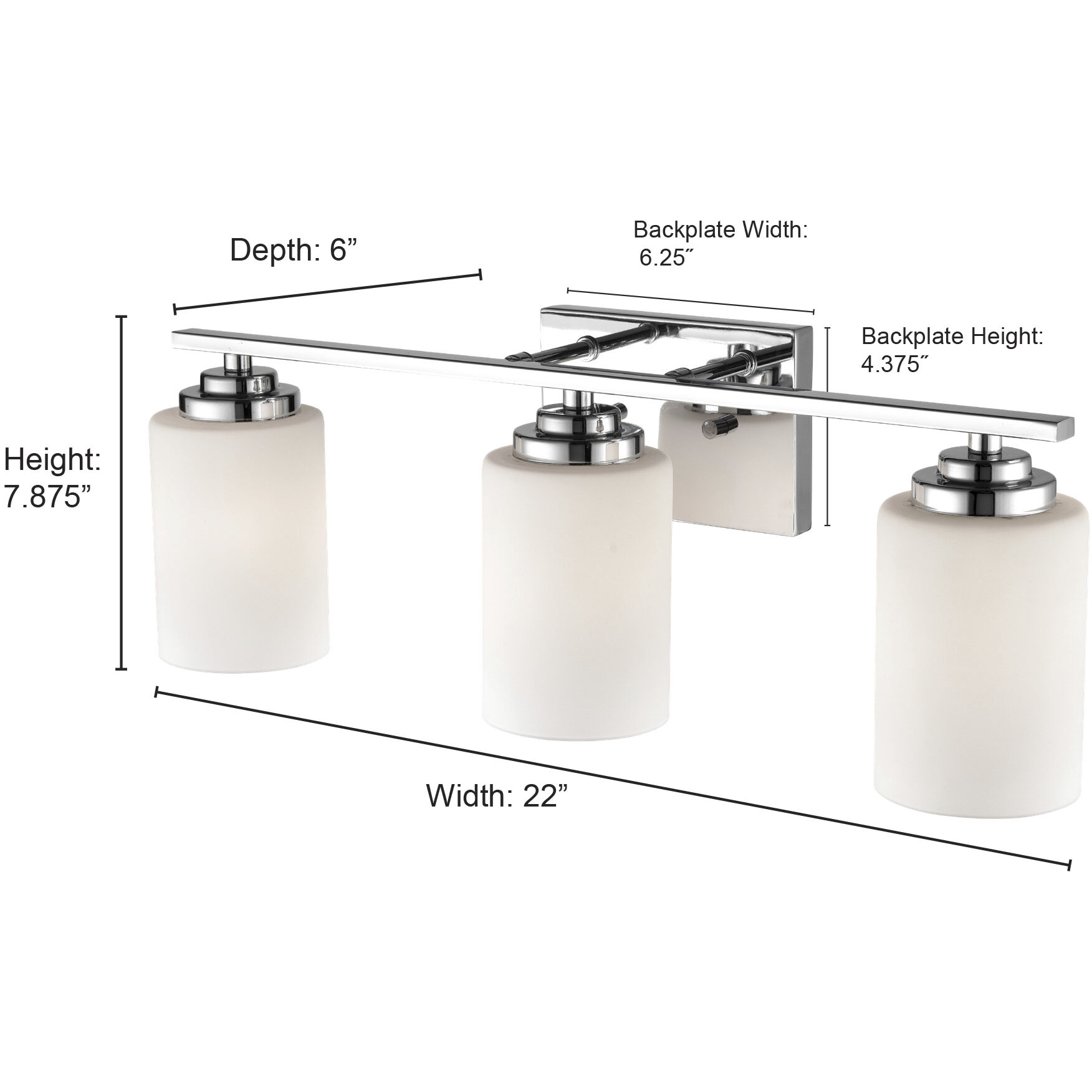 Durham 3 Light 22 inch Chrome Bathroom Vanity Light Wall Light